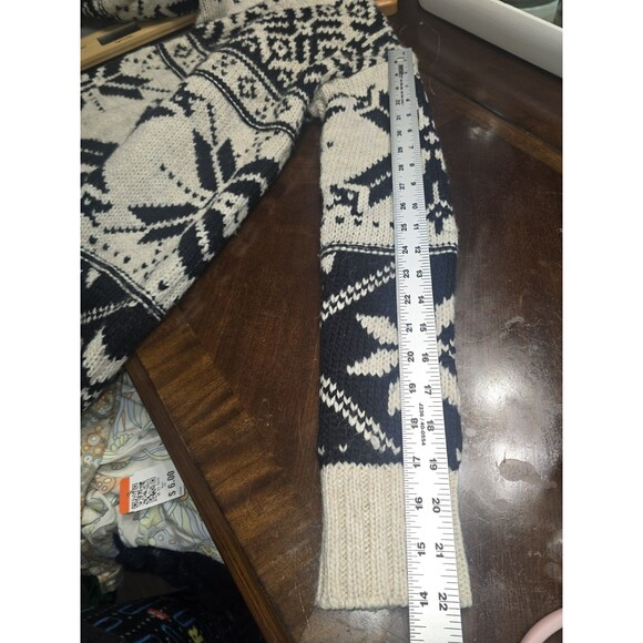 American Eagle Sweater Women's M Nordic Fair Isle Gray Ivory Black Classic - Picture 7 of 11